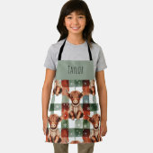 Highland Cow Christmas Snowy Personalized Kids エプロン (インサイチュ)