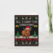Highland Cow Christmas Ugly Sweater Style Festive  カード (正面)