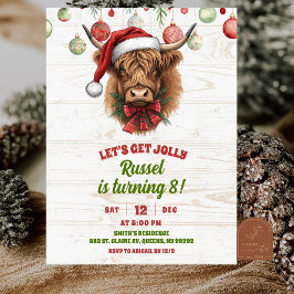 Highland cow christmas winter birthday invita 招待状