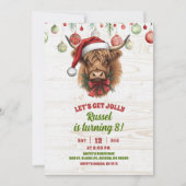 Highland cow christmas winter birthday invita 招待状 (正面)