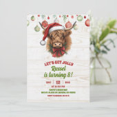 Highland cow christmas winter birthday invita 招待状 (スタンド正面)
