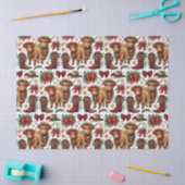 Highland Cow Christmas Wrapping Paper 薄葉紙 (クラフト)