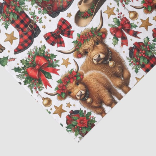 Highland Cow Christmas Wrapping Paper 薄葉紙 (詳細)