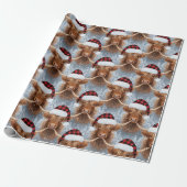 Highland Cow Christmas Wrapping Paper  Cozy Rustic ラッピングペーパー (アンロールド)