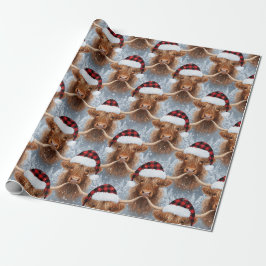Highland Cow Christmas Wrapping Paper  Cozy Rustic ラッピングペーパー