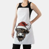 Highland Cow Christmas Xmas Santa Wooly Farm エプロン (インサイチュ)