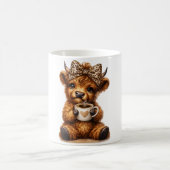Highland Cow Coffee Wrap: Leopard Bow — Personaliz コーヒーマグカップ (中央)