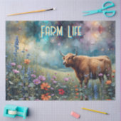 Highland Cow Colorful Meadow *personalize* 薄葉紙 (クラフト)