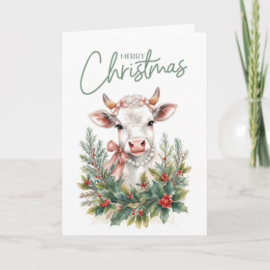 Highland Cow Coquette Christmas  シーズンカード (正面)