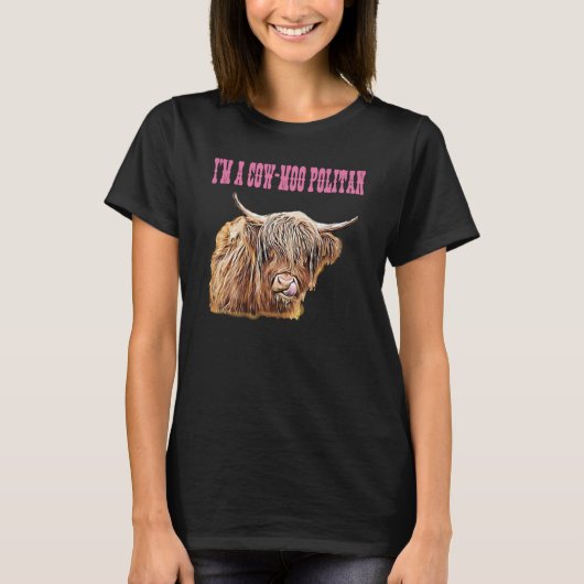 Highland Cow Design I'm A Cow Moo Politan Fashion Tシャツ (正面)