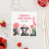 Highland Cow First Rodeo Western Kids' Birthday スタンダードカクテルナプキン (インサイチュ)