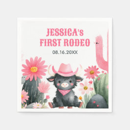 Highland Cow First Rodeo Western Kids' Birthday  スタンダードカクテルナプキン