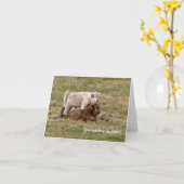 Highland Cow Greeting card カード (黄色い花)