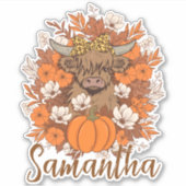 Highland Cow Halloween Autumn Personalized シール (正面)