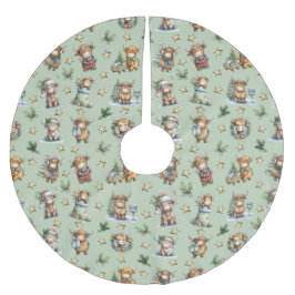 Highland Cow Holiday Parade ブラッシュドポリエステルツリースカート