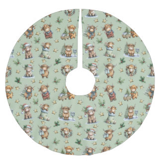 Highland Cow Holiday Parade ブラッシュドポリエステルツリースカート