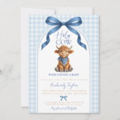 Highland Cow Holy Cow Baby Shower Boy 招待状 (正面)