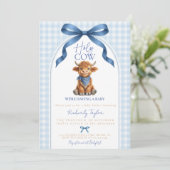Highland Cow Holy Cow Baby Shower Boy 招待状 (スタンド正面)