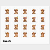 Highland Cow Hugging Teddy Bear Square Sticker スクエアシール (シート)