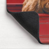 Highland Cow In a Red Retro Pickup Truck マウスパッド (コーナー)