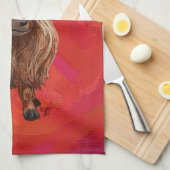 Highland cow in Santa Hat on Red キッチンタオル (四つ折り)