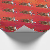 Highland cow in Santa Hat Pattern on Red ラッピングペーパー (角)