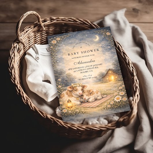 Highland Cow Meadow Baby Shower 招待状