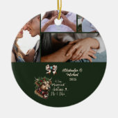 Highland Cow Merry Christmas Mrs and Mr 5 Photo  セラミックオーナメント (正面)