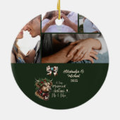 Highland Cow Merry Christmas Mrs and Mr 5 Photo  セラミックオーナメント (裏面)
