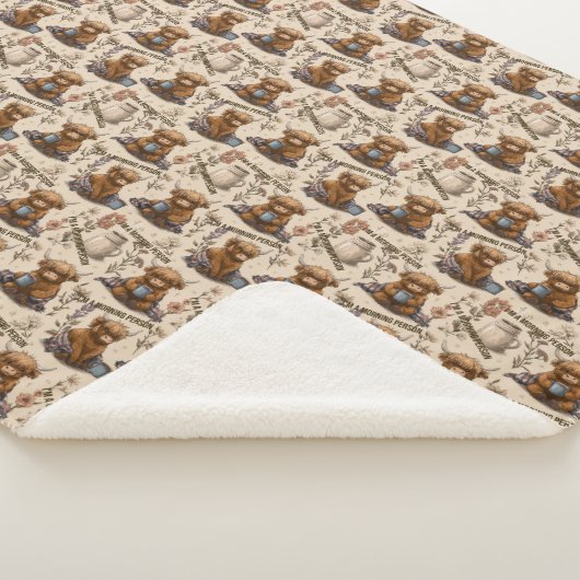 Highland Cow Morning Coffee Cozy Farmhouse Pattern シェルパブランケット (3/4)