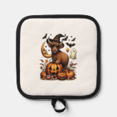 Highland Cow on Pumpkin Halloween 鍋敷き (正面)
