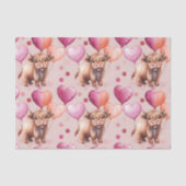 Highland Cow Pastel Balloon Cute Gift 薄葉紙 (正面)