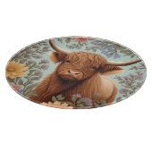 Highland Cow Pastel William Morris Inspired Floral カッティングボード (角)