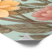 Highland Cow Pastel William Morris Inspired Floral ポスター (角)