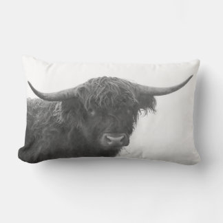 Highland Cow Pillow Black & White ランバークッション