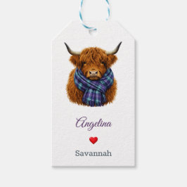 Highland Cow Plaid Scarf ギフトタグ