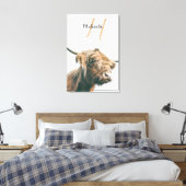 Highland cow portrait custom name initial monogram キャンバスプリント (インサイチュ (寝室))