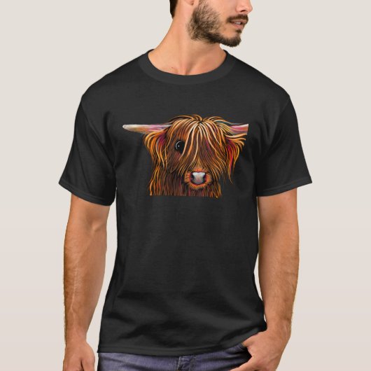 Highland Cow Print Animal Print  Jeremy u2018 Tシャツ (正面)