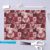 Highland Cow Red Cream Golden Heart Gift Liner 薄葉紙 (クラフト)