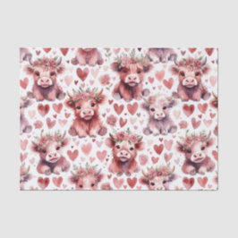 Highland Cow Red Pink Heart Flower Gift 薄葉紙