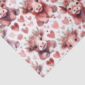 Highland Cow Red Pink Heart Flower Gift 薄葉紙 (詳細)