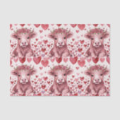 Highland Cow Red Roses Pink Heart Flower Gift 薄葉紙 (正面)