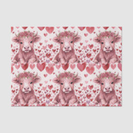 Highland Cow Red Roses Pink Heart Flower Gift 薄葉紙
