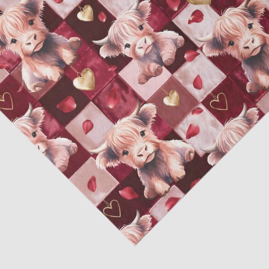 Highland Cow Ruby Red Golden Heart Gift 薄葉紙 (詳細)