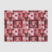 Highland Cow Ruby Red Golden Heart Gift Liner 薄葉紙 (正面)