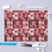 Highland Cow Ruby Red Golden Heart Gift Liner 薄葉紙 (クラフト)