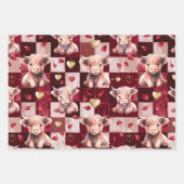 Highland Cow Ruby Red Golden Heart Teen Gift ラッピングペーパーシート (正面)