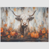 Highland Cow Rustic Autumn Painting Decoupage 薄葉紙 (正面)