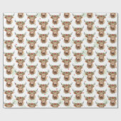 Highland Cow Rustic Christmas Wrapping Paper  ラッピングペーパー (フラット)