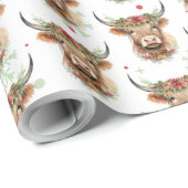 Highland Cow Rustic Christmas Wrapping Paper  ラッピングペーパー (ロールコーナー)